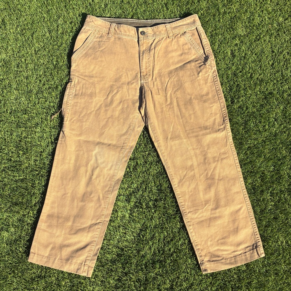 G.H. Bass & Co Mens 36x27 Canvas Carpenter Pants Tan Brown Utility Relaxed Fit